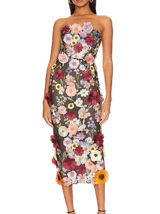 Bronx and Banco Dresses & Skirts - Bronx and Banco Bouquet Floral Embroidered Midi Dress S